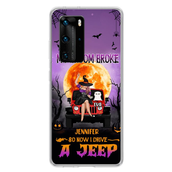 Personalized Off-road Girl Phone Case - Up to 4 Cats - Halloween Gift Idea For Off-road Lovers/Cat Lovers - My Broom Broke - Case for Xiaomi, Huawei & Oppo