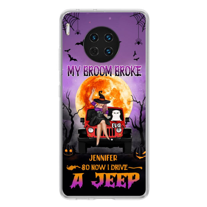 Personalized Off-road Girl Phone Case - Up to 4 Cats - Halloween Gift Idea For Off-road Lovers/Cat Lovers - My Broom Broke - Case for Xiaomi, Huawei & Oppo