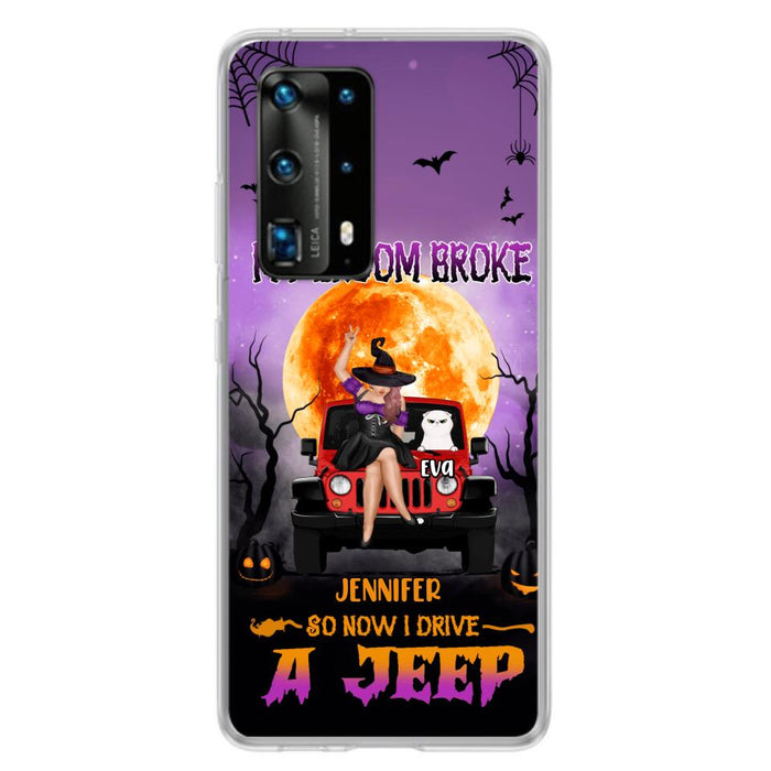 Personalized Off-road Girl Phone Case - Up to 4 Cats - Halloween Gift Idea For Off-road Lovers/Cat Lovers - My Broom Broke - Case for Xiaomi, Huawei & Oppo