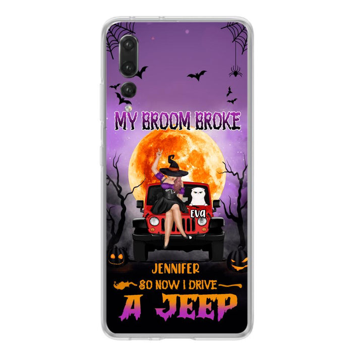 Personalized Off-road Girl Phone Case - Up to 4 Cats - Halloween Gift Idea For Off-road Lovers/Cat Lovers - My Broom Broke - Case for Xiaomi, Huawei & Oppo