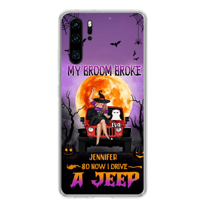 Personalized Off-road Girl Phone Case - Up to 4 Cats - Halloween Gift Idea For Off-road Lovers/Cat Lovers - My Broom Broke - Case for Xiaomi, Huawei & Oppo