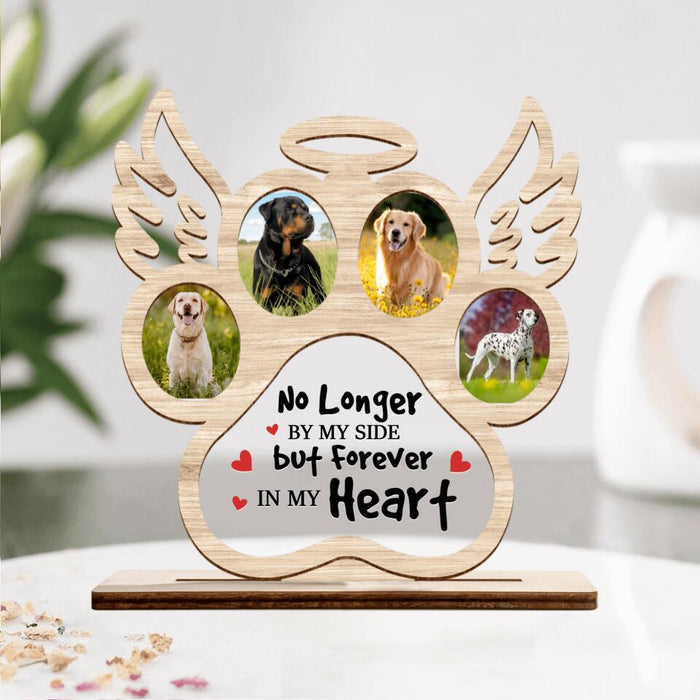 Personalized Memorial Paw Dog Wooden And Acrylic Plaque - Passing Away Gift For Dog Lover - No Longer By My Side But Forever In My Heart