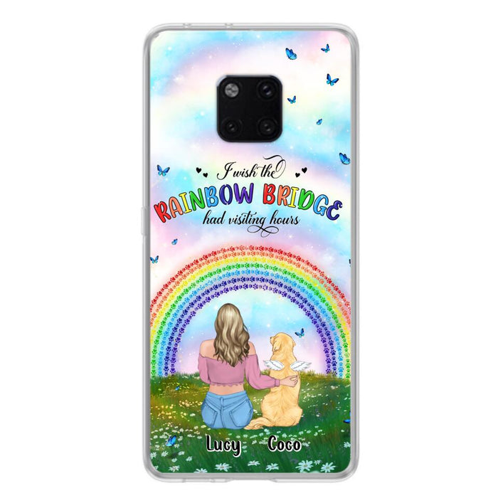Personalized Dog, Cat Memorial Phone Case - Up to 4 Pets - Memorial Gift For Dog/Cat Lover - I Wish The Rainbow Bridge Had Visiting Hours - Case For Xiaomi, Oppo And Huawei