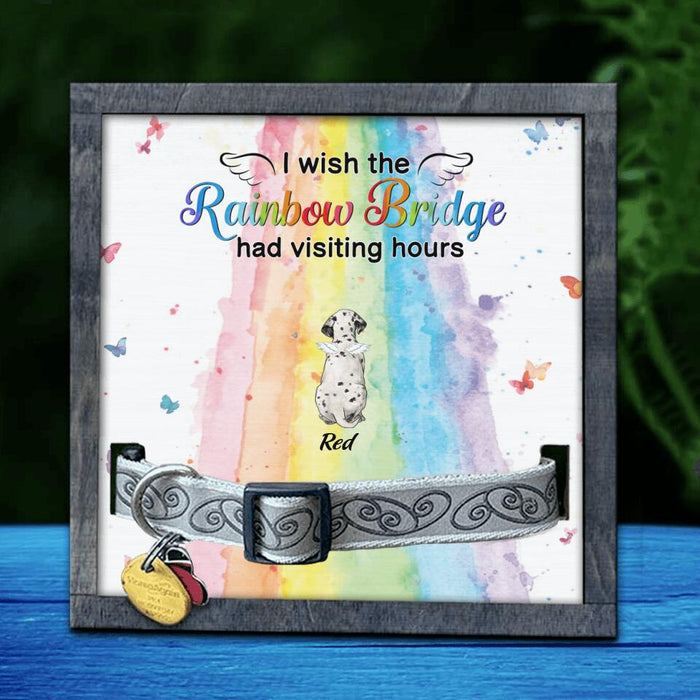 Personalized Memorial Pet Loss Frame - Gift Idea For Dog/Cat Owner with up to 5 Pets - I Wish The Rainbow Bridge Had Visiting Hours