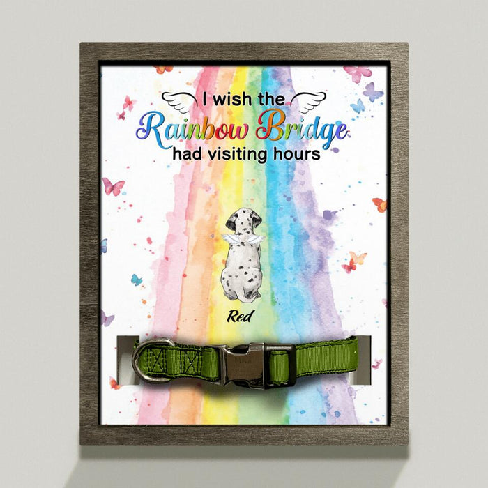 Personalized Memorial Pet Loss Frame - Gift Idea For Dog/Cat Owner with up to 5 Pets - I Wish The Rainbow Bridge Had Visiting Hours