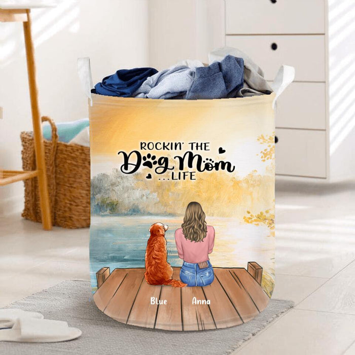 Personalized Dog Mom Laundry Basket - Gift For Dog Lovers with up to 4 Dogs - Rockin' The Dog Mom Life