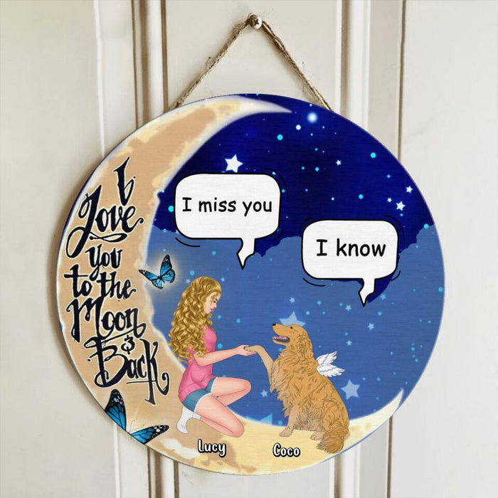 Personalized Dog Mom Wooden Sign - Memorial Gift For Dog Lovers - I Love You To The Moon And Back