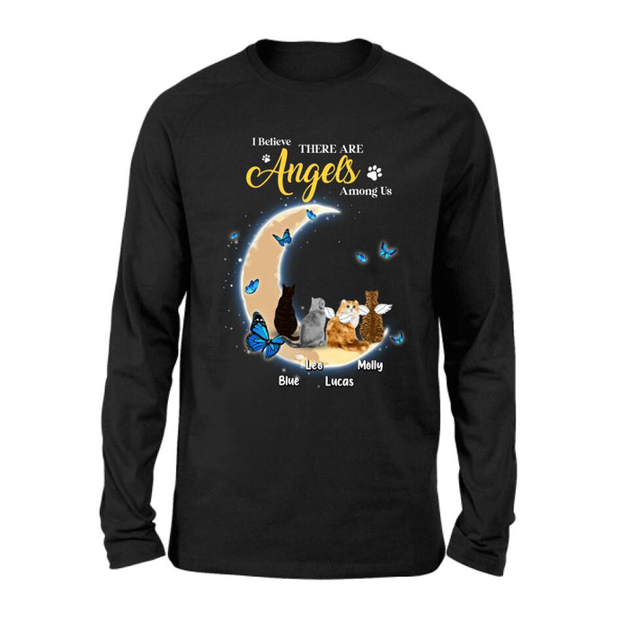 Personalized Cat T-shirt/Long Sleeve/Sweatshirt - Memorial Gift Idea For Cat Lover - I Believe There Are Angels Among Us