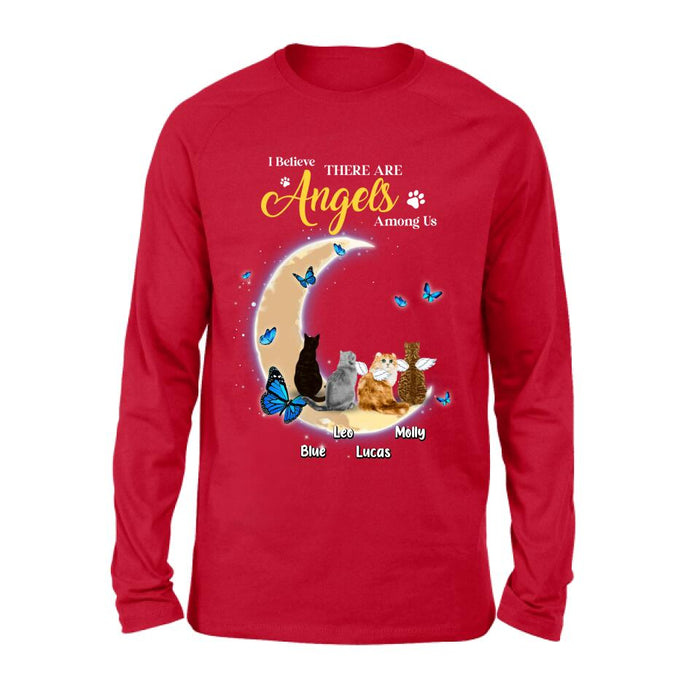 Personalized Cat T-shirt/Long Sleeve/Sweatshirt - Memorial Gift Idea For Cat Lover - I Believe There Are Angels Among Us