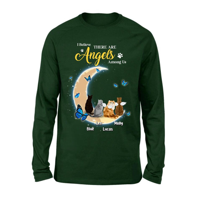 Personalized Cat T-shirt/Long Sleeve/Sweatshirt - Memorial Gift Idea For Cat Lover - I Believe There Are Angels Among Us