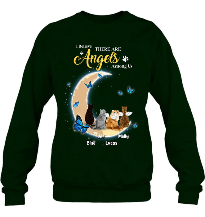 Personalized Cat T-shirt/Long Sleeve/Sweatshirt - Memorial Gift Idea For Cat Lover - I Believe There Are Angels Among Us