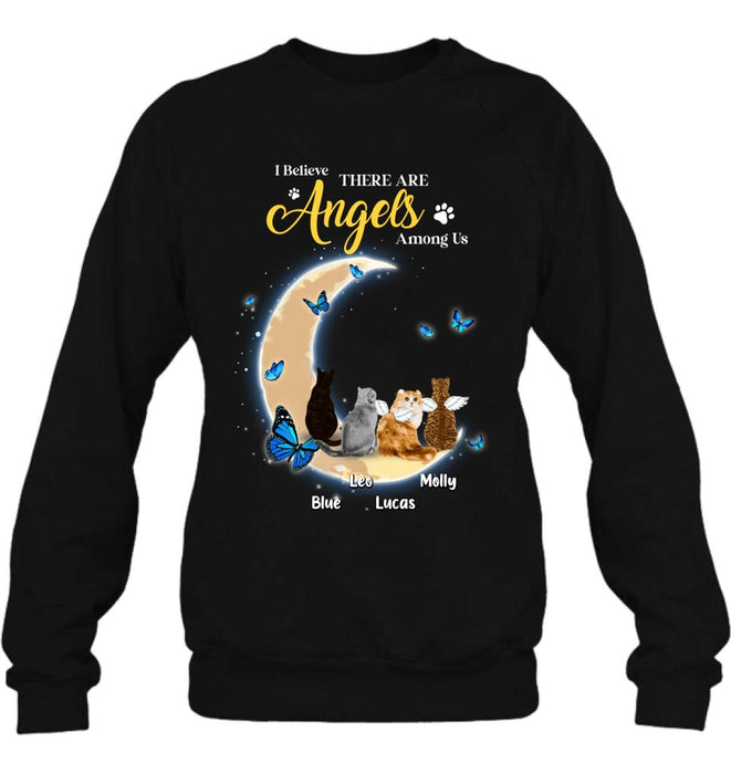 Personalized Cat T-shirt/Long Sleeve/Sweatshirt - Memorial Gift Idea For Cat Lover - I Believe There Are Angels Among Us