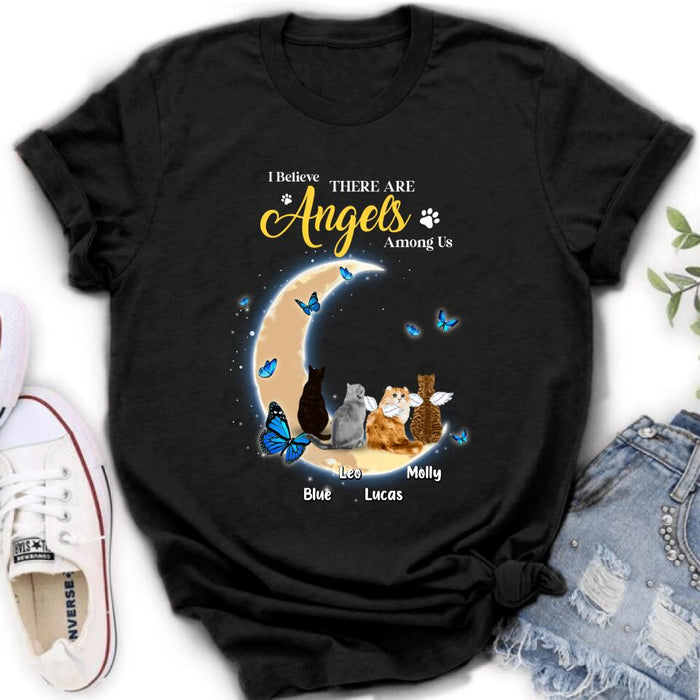 Personalized Cat T-shirt/Long Sleeve/Sweatshirt - Memorial Gift Idea For Cat Lover - I Believe There Are Angels Among Us