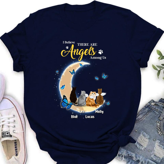Personalized Cat T-shirt/Long Sleeve/Sweatshirt - Memorial Gift Idea For Cat Lover - I Believe There Are Angels Among Us