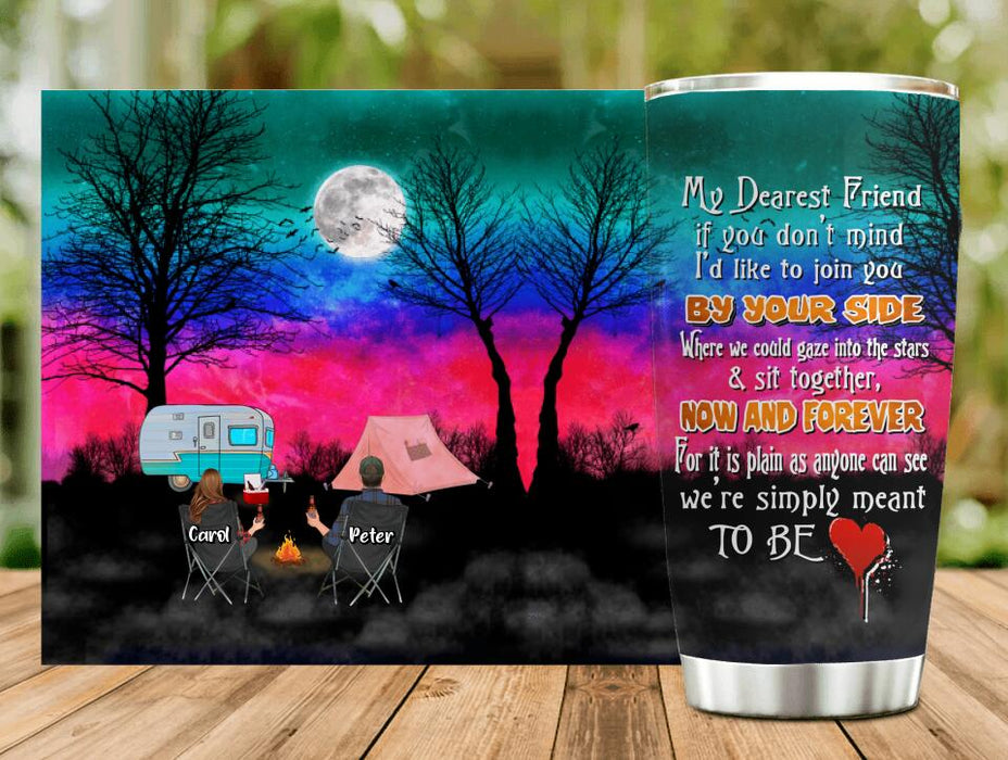 Personalized Couple Camping Tumbler - Couple With Up to 2 Kids And 4 Pets - Gift For Couple/Camping Lover - My Dearest Friend