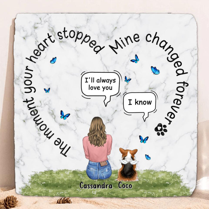 Personalized Pet Square Lithograph - Up to 4 Dogs/Cats - Gift Idea For Couple/Dog/Cat Lover - The Moment Your Heart Stopped Mine Changed Forever