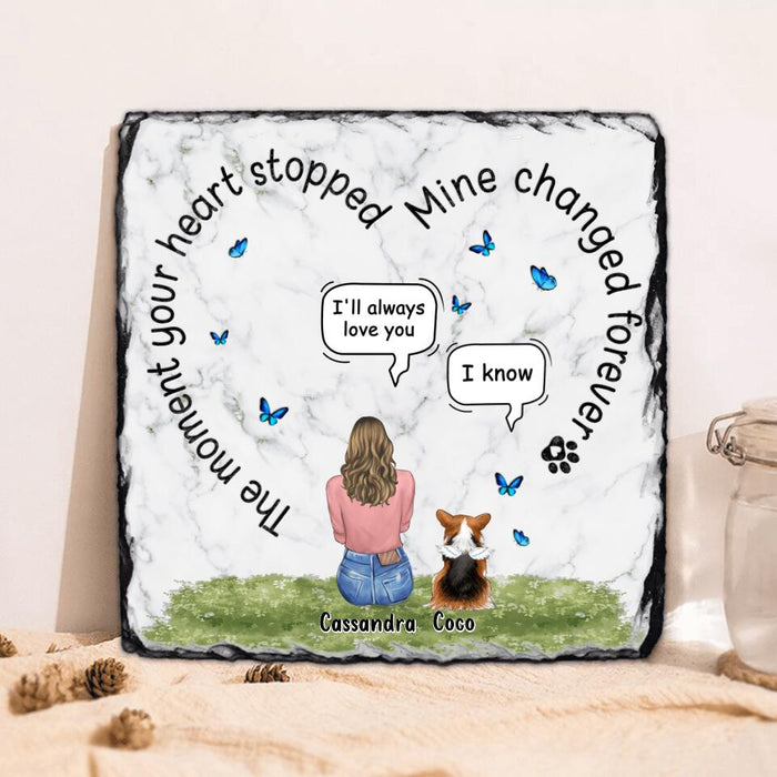 Personalized Pet Square Lithograph - Up to 4 Dogs/Cats - Gift Idea For Couple/Dog/Cat Lover - The Moment Your Heart Stopped Mine Changed Forever