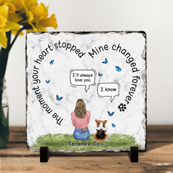 Personalized Pet Square Lithograph - Up to 4 Dogs/Cats - Gift Idea For Couple/Dog/Cat Lover - The Moment Your Heart Stopped Mine Changed Forever