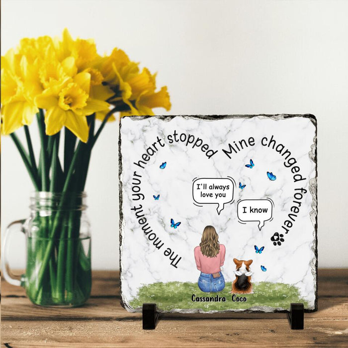 Personalized Pet Square Lithograph - Up to 4 Dogs/Cats - Gift Idea For Couple/Dog/Cat Lover - The Moment Your Heart Stopped Mine Changed Forever