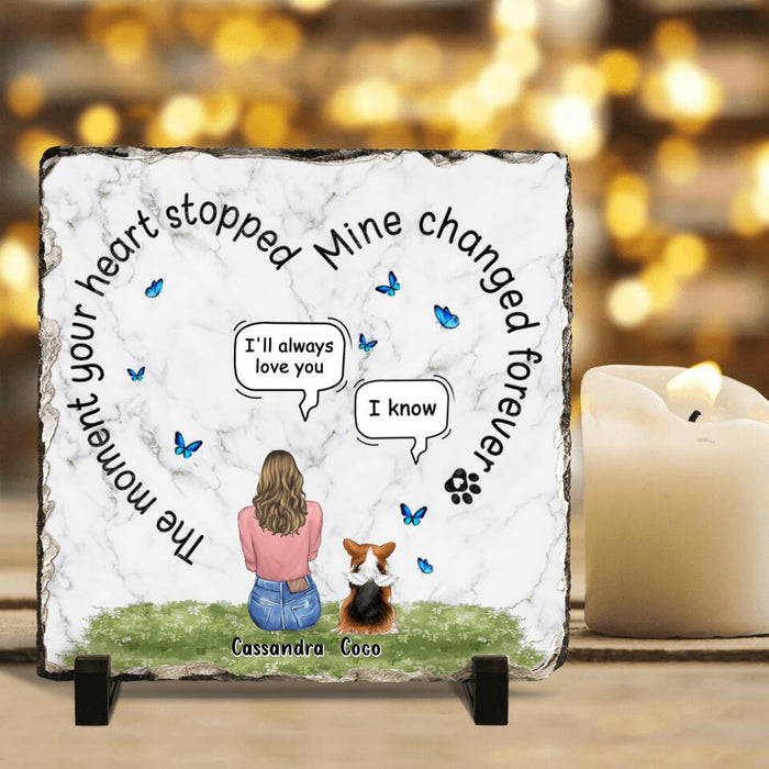 Personalized Pet Square Lithograph - Up to 4 Dogs/Cats - Gift Idea For Couple/Dog/Cat Lover - The Moment Your Heart Stopped Mine Changed Forever
