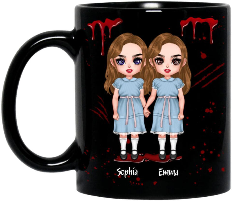 Personalized Besties Coffee Mug - Halloween Gift for Best Friends - Up to 4 Besties - Come play with us forever and ever and ever