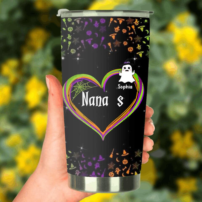 Personalized Grandma & Grandkids Ghost Tumbler - Up to 7 Grandkids - Halloween Gift For Grandma