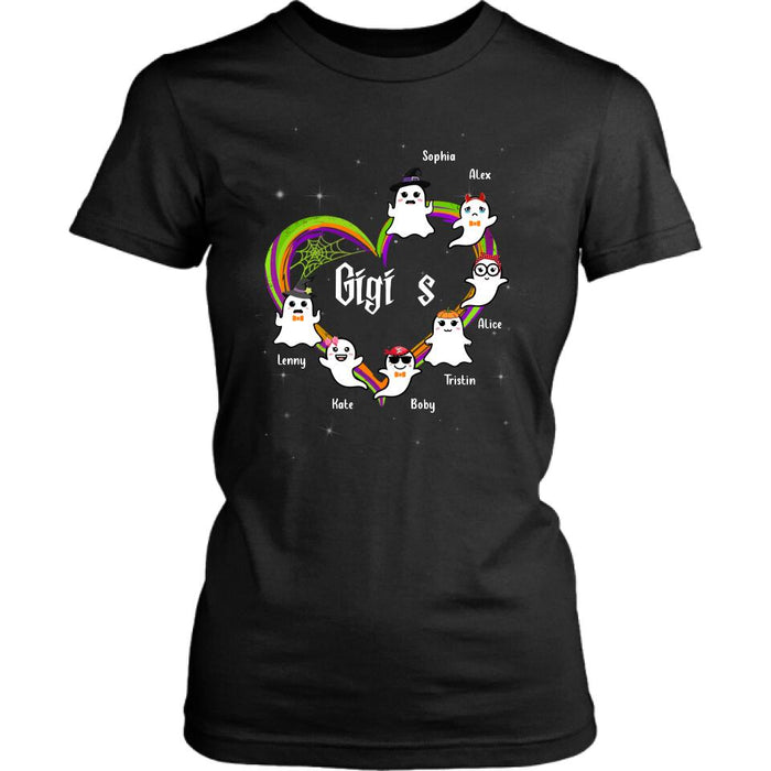 Personalized Grandma & Grandkids Ghost T-shirt/Long Sleeve/Sweatshirt/Hoodie - Up to 7 Grandkids - Halloween Gift for Grandma