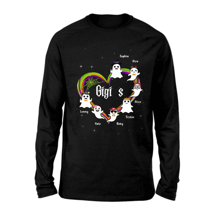 Personalized Grandma & Grandkids Ghost T-shirt/Long Sleeve/Sweatshirt/Hoodie - Up to 7 Grandkids - Halloween Gift for Grandma