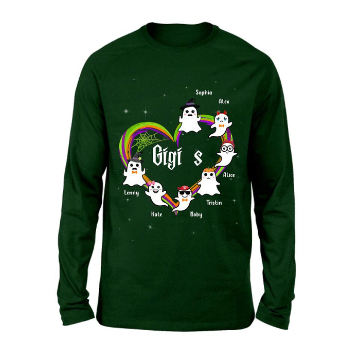 Personalized Grandma & Grandkids Ghost T-shirt/Long Sleeve/Sweatshirt/Hoodie - Up to 7 Grandkids - Halloween Gift for Grandma