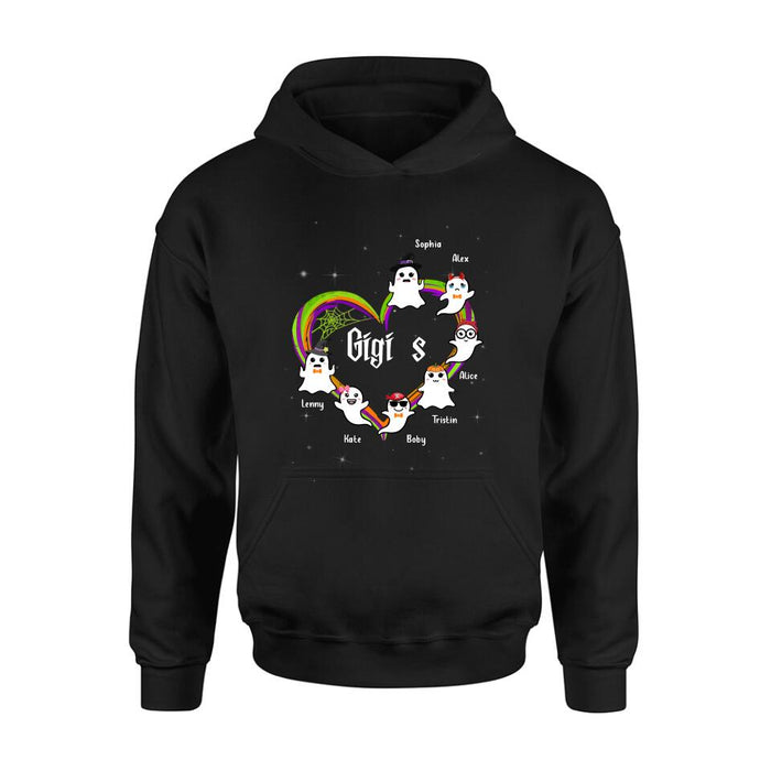 Personalized Grandma & Grandkids Ghost T-shirt/Long Sleeve/Sweatshirt/Hoodie - Up to 7 Grandkids - Halloween Gift for Grandma