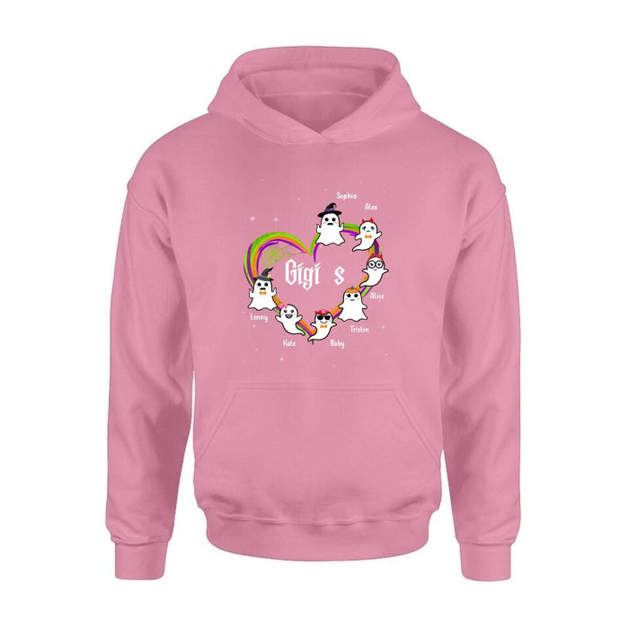 Personalized Grandma & Grandkids Ghost T-shirt/Long Sleeve/Sweatshirt/Hoodie - Up to 7 Grandkids - Halloween Gift for Grandma