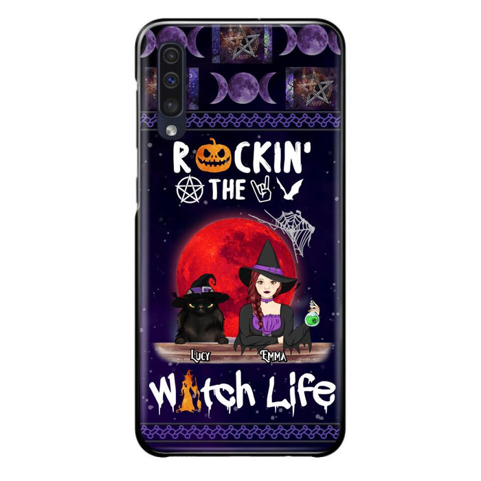 Custom Personalized Pet Witch Phone Case - Up to 3 Pets - Halloween Gift For Dog/ Cat Lover - Rockin' The Witch Life - Case For iPhone And Samsung