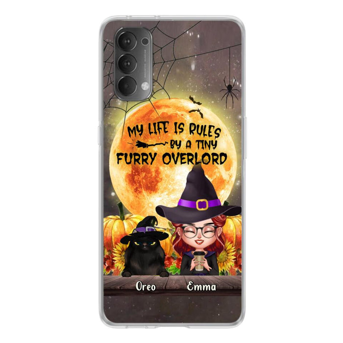 Personalized Cat Witch Phone Case - Up to 5 Cats - Halloween Gift Idea For Cat Lovers - My Life Is Ruled By A Tiny Furry Overlord - Case For Xiaomi, Oppo And Huawei