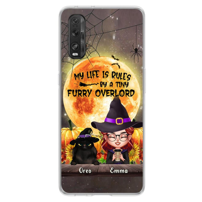 Personalized Cat Witch Phone Case - Up to 5 Cats - Halloween Gift Idea For Cat Lovers - My Life Is Ruled By A Tiny Furry Overlord - Case For Xiaomi, Oppo And Huawei