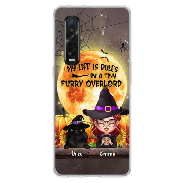 Personalized Cat Witch Phone Case - Up to 5 Cats - Halloween Gift Idea For Cat Lovers - My Life Is Ruled By A Tiny Furry Overlord - Case For Xiaomi, Oppo And Huawei