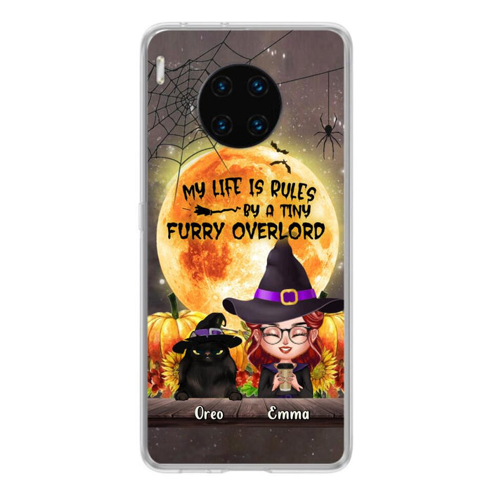 Personalized Cat Witch Phone Case - Up to 5 Cats - Halloween Gift Idea For Cat Lovers - My Life Is Ruled By A Tiny Furry Overlord - Case For Xiaomi, Oppo And Huawei