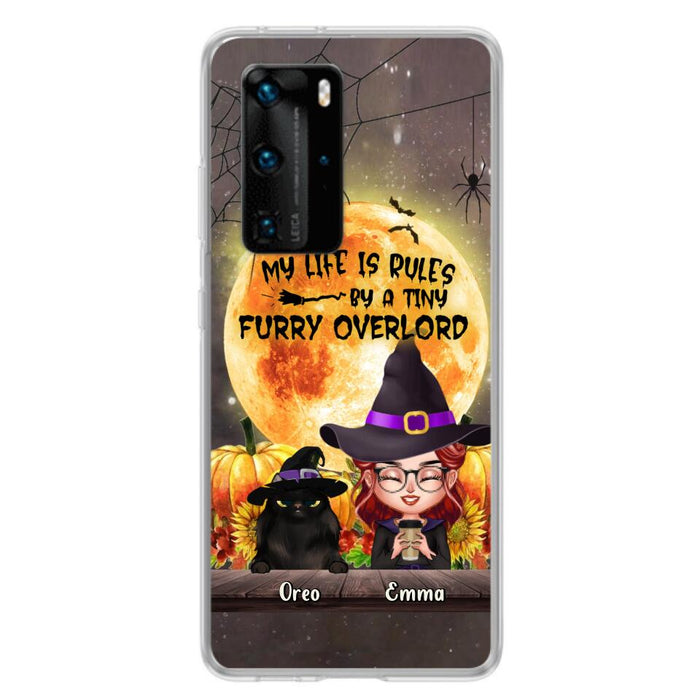 Personalized Cat Witch Phone Case - Up to 5 Cats - Halloween Gift Idea For Cat Lovers - My Life Is Ruled By A Tiny Furry Overlord - Case For Xiaomi, Oppo And Huawei