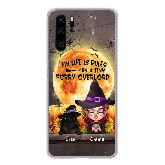 Personalized Cat Witch Phone Case - Up to 5 Cats - Halloween Gift Idea For Cat Lovers - My Life Is Ruled By A Tiny Furry Overlord - Case For Xiaomi, Oppo And Huawei