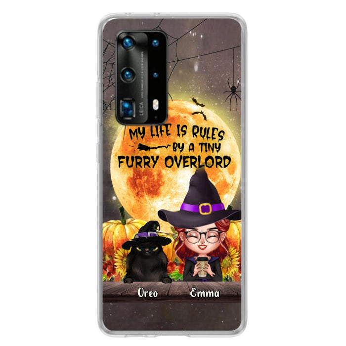 Personalized Cat Witch Phone Case - Up to 5 Cats - Halloween Gift Idea For Cat Lovers - My Life Is Ruled By A Tiny Furry Overlord - Case For Xiaomi, Oppo And Huawei