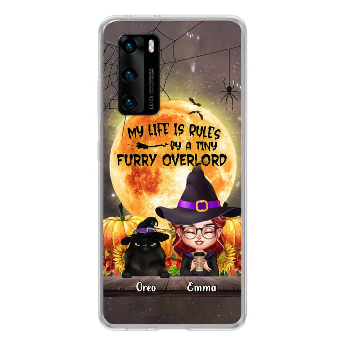 Personalized Cat Witch Phone Case - Up to 5 Cats - Halloween Gift Idea For Cat Lovers - My Life Is Ruled By A Tiny Furry Overlord - Case For Xiaomi, Oppo And Huawei