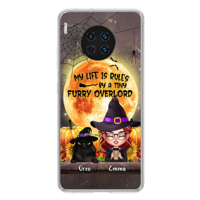Personalized Cat Witch Phone Case - Up to 5 Cats - Halloween Gift Idea For Cat Lovers - My Life Is Ruled By A Tiny Furry Overlord - Case For Xiaomi, Oppo And Huawei