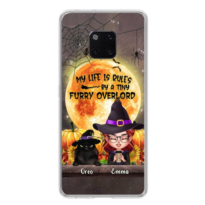 Personalized Cat Witch Phone Case - Up to 5 Cats - Halloween Gift Idea For Cat Lovers - My Life Is Ruled By A Tiny Furry Overlord - Case For Xiaomi, Oppo And Huawei