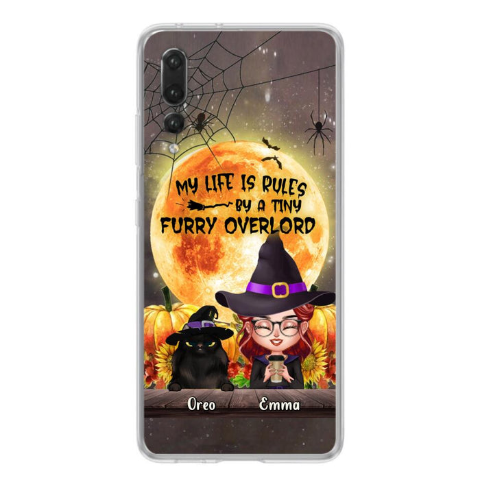 Personalized Cat Witch Phone Case - Up to 5 Cats - Halloween Gift Idea For Cat Lovers - My Life Is Ruled By A Tiny Furry Overlord - Case For Xiaomi, Oppo And Huawei