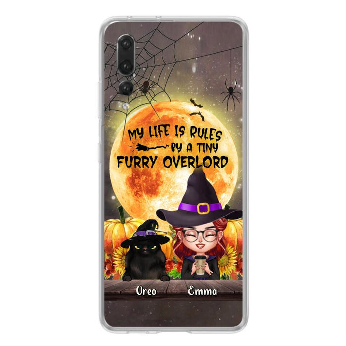 Personalized Cat Witch Phone Case - Up to 5 Cats - Halloween Gift Idea For Cat Lovers - My Life Is Ruled By A Tiny Furry Overlord - Case For Xiaomi, Oppo And Huawei
