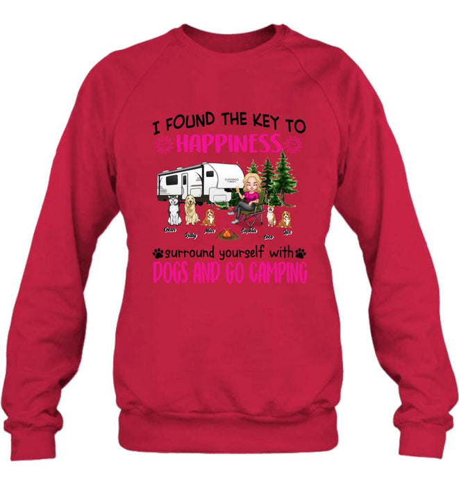 Personalized Dog Camping Queen Shirt/Pullover Hoodie - Up to 5 Dogs - Gift Idea For Dog Lovers/Mother's Day - I Found The Key To Happiness