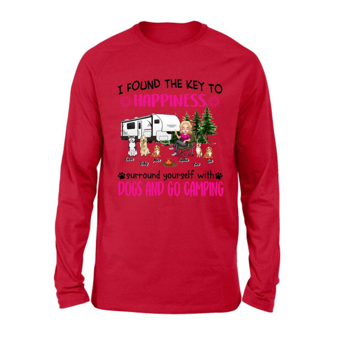 Personalized Dog Camping Queen Shirt/Pullover Hoodie - Up to 5 Dogs - Gift Idea For Dog Lovers/Mother's Day - I Found The Key To Happiness