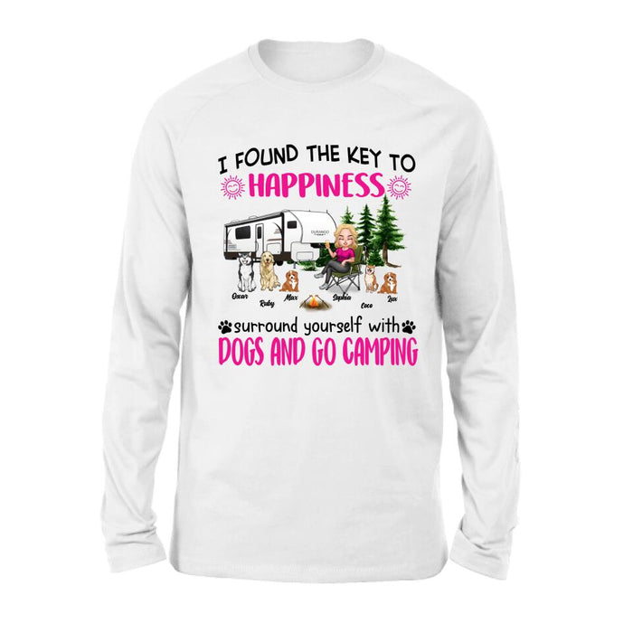 Personalized Dog Camping Queen Shirt/Pullover Hoodie - Up to 5 Dogs - Gift Idea For Dog Lovers/Mother's Day - I Found The Key To Happiness