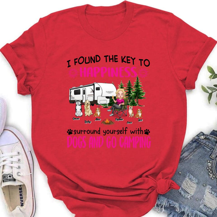 Personalized Dog Camping Queen Shirt/Pullover Hoodie - Up to 5 Dogs - Gift Idea For Dog Lovers/Mother's Day - I Found The Key To Happiness