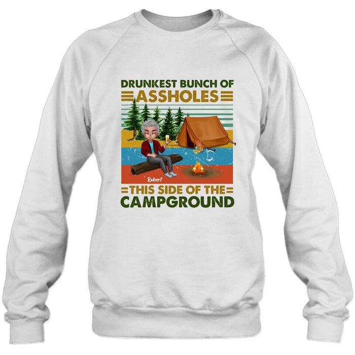 Personalized Camping Shirt/Pullover Hoodie - Gift Idea For Friends/Camping Lover - Up to 5 People - Drunkest Bunch Of Assholes This Side Of The Campground