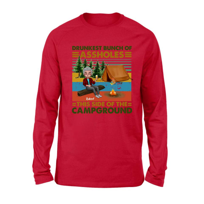 Personalized Camping Shirt/Pullover Hoodie - Gift Idea For Friends/Camping Lover - Up to 5 People - Drunkest Bunch Of Assholes This Side Of The Campground